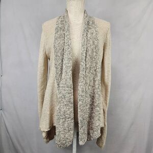Maurices Womens Cardigan Sweater Size M Long Acrylic Beige Long Sleeve Open